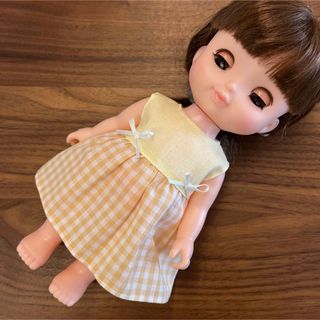 ハンドメイド メルちゃん 服 ワンピース 黄色無地×チェック(人形)