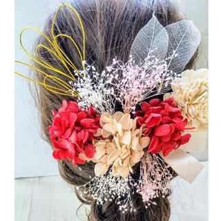 ♪シャンパンレッド♪髪飾り♪ヘッドドレス♪ドライフラワー♪結婚式♪前撮り♪成人式(ヘアアクセサリー)