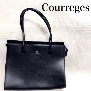 オールド　courreges クレージュ　スクエア　レザー　ハンドバッグ　ロゴ