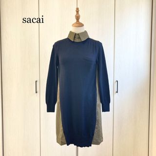 美品 sacai サカイ サイドレース サイドジップ ワンピース ブラック 3