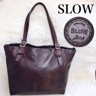 栃木レザー - SLOW レザー トートバッグ チョコ メンズ レディース