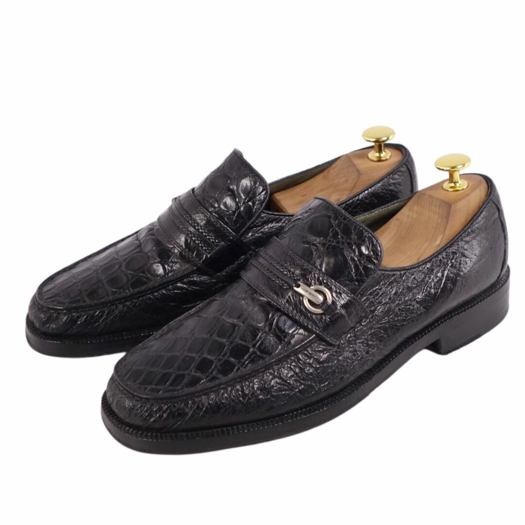 モレスキー MORESCHI ローファー クロコダイル ワニ革 シューズ 靴 メンズ イタリア製 6 1/2(24.5cm相当) ブラック メンズの靴/シューズ(ドレス/ビジネス)の商品写真