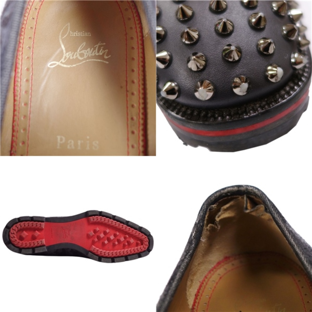 クリスチャンルブタン Christian Louboutin ローファー タッセル スタッズ カーフレザー シューズ 靴 メンズ イタリア製 43 1/2(28.5cm相当) ブラック/グレー 8