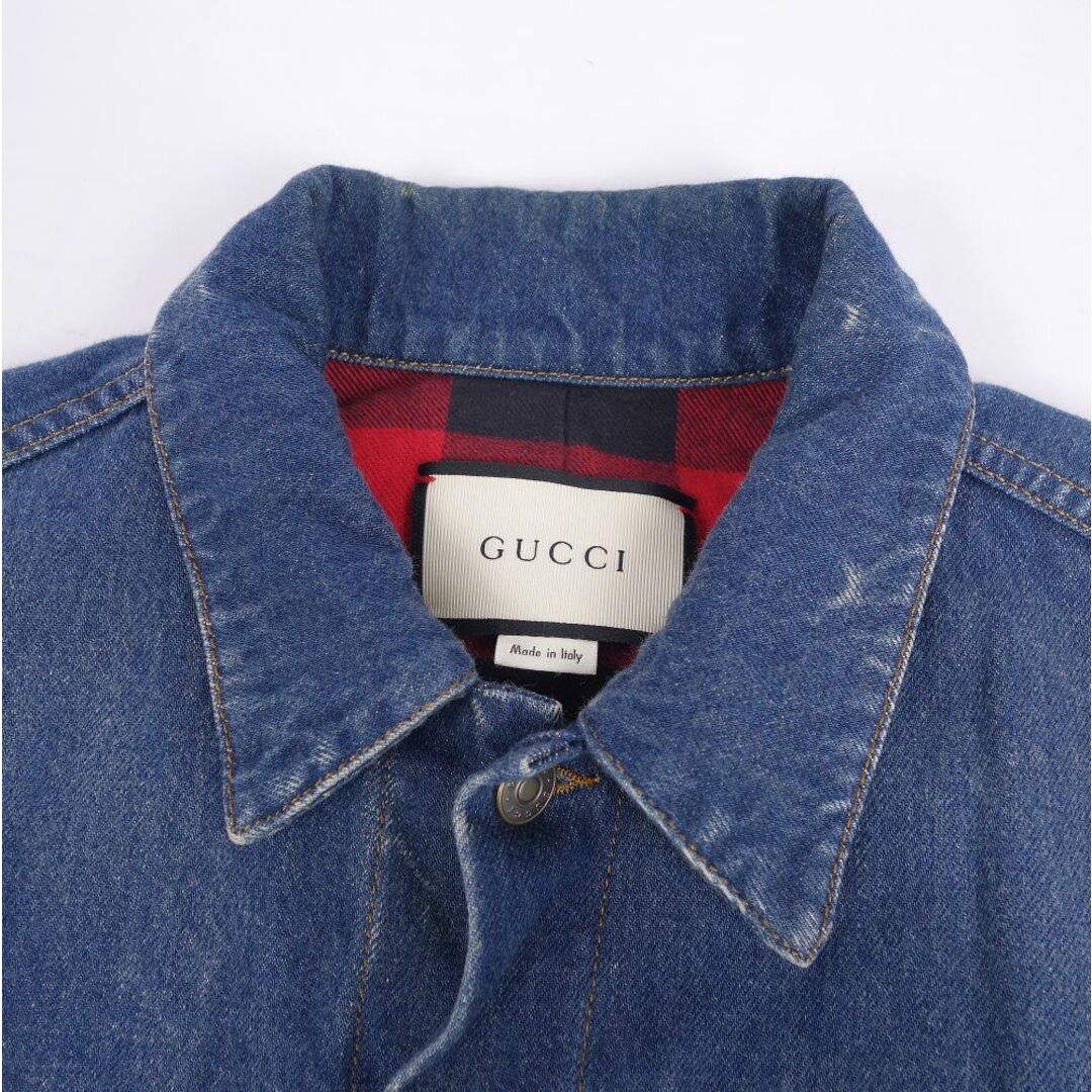 Gucci(グッチ)のグッチ GUCCI ジャケット デニムジャケット Gジャン トラ刺繍 コットン アウター メンズ イタリア製 46(S相当) インディゴブルー メンズのジャケット/アウター(Gジャン/デニムジャケット)の商品写真