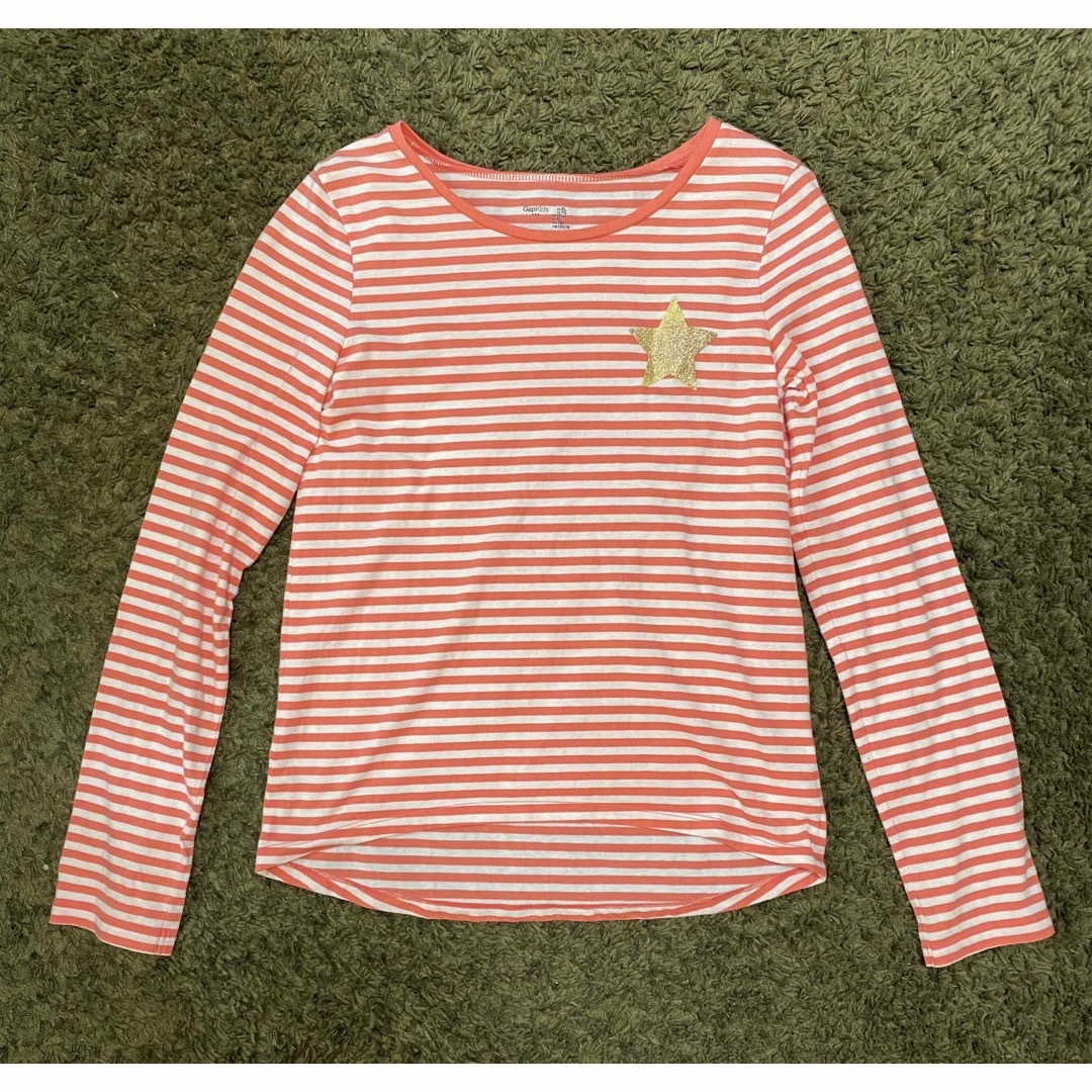 GAP Kids(ギャップキッズ)のGAP Girls ギャップガールズ　ボーダーロングTシャツ　サイズ150 キッズ/ベビー/マタニティのキッズ服女の子用(90cm~)(Tシャツ/カットソー)の商品写真