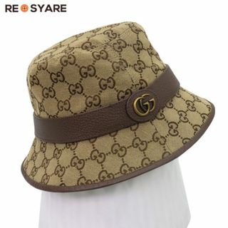 グッチ(Gucci)の美品 GUCCI グッチ 576587 GG キャンバス ダブルG デティール フェドラ バケット ハット 帽子 キャップ 45986(ハット)