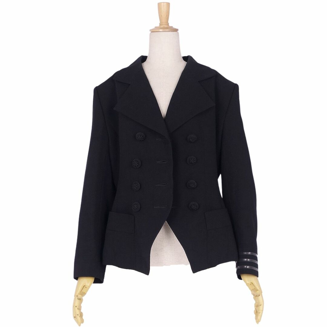 Christian Dior(クリスチャンディオール)のVintage クリスチャンディオール Christian Dior ジャケット テーラードジャケット ダブルブレスト ウール アウター レディース 11(M相当) ブラック レディースのジャケット/アウター(テーラードジャケット)の商品写真