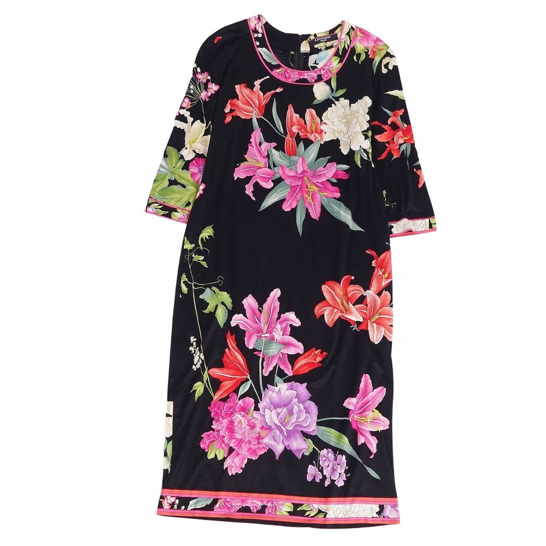 LEONARD - レオナール LEONARD FASHION ワンピース ドレス 七分袖 花柄