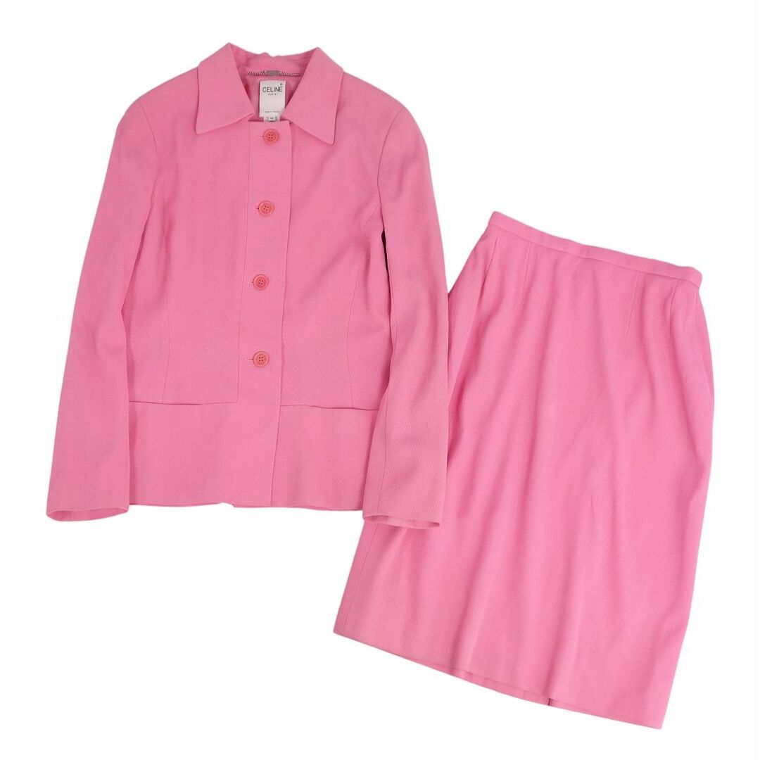 Vintage セリーヌ CELINE セットアップ スカートスーツ ジャケット スカート 無地 レディース 42(L相当) ピンク