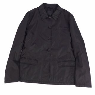 美品 プラダ PRADA ジャケット ナイロンジャケット 無地 ボタンフライ アウター レディース 40(M相当) ブラック