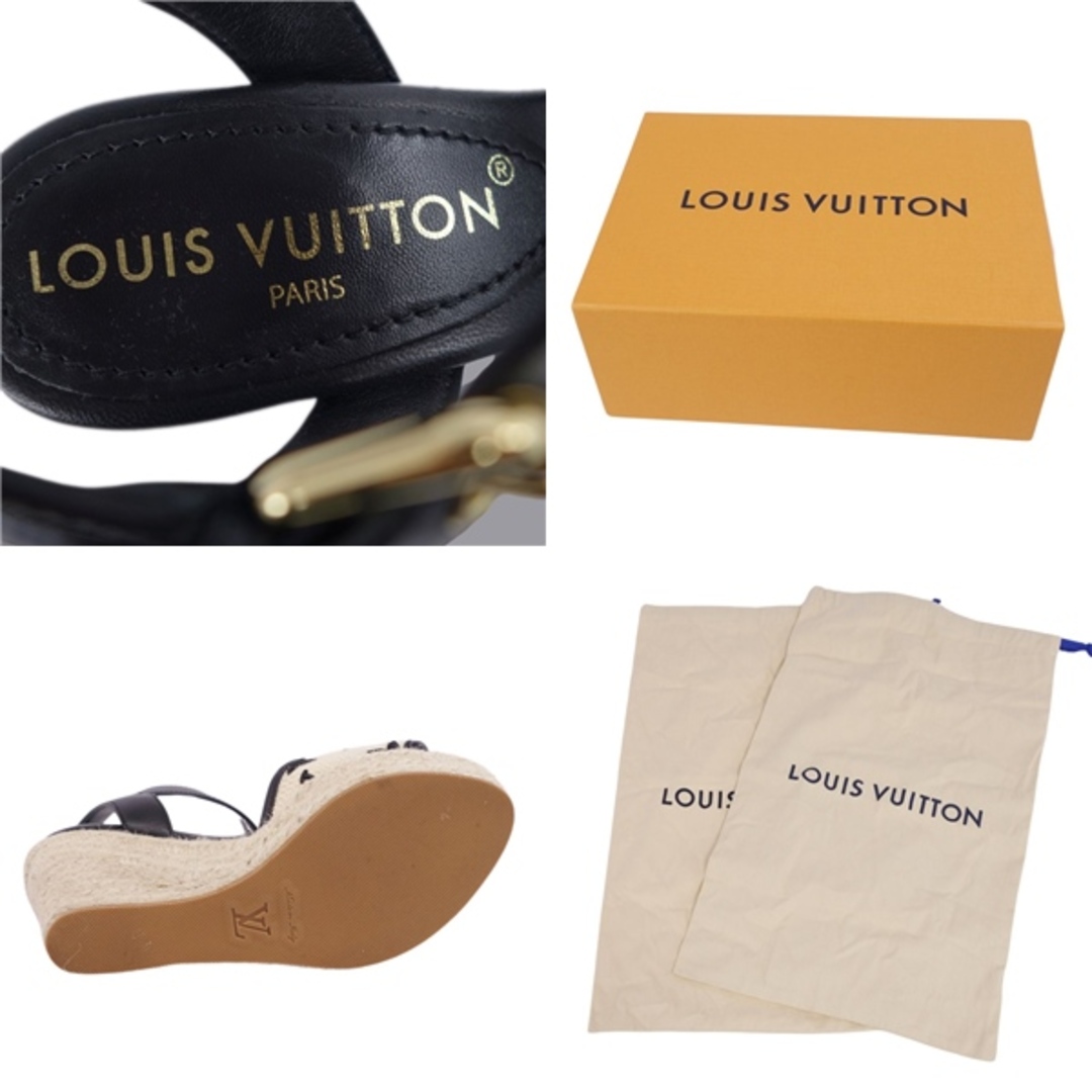 LOUIS VUITTON(ルイヴィトン)の美品 ルイヴィトン LOUIS VUITTON 2023SS サンダル LVスターボードライン ウェッジソール モノグラム シューズ 靴 レディース 35(22cm相当) ベージュ/ブラック レディースの靴/シューズ(サンダル)の商品写真