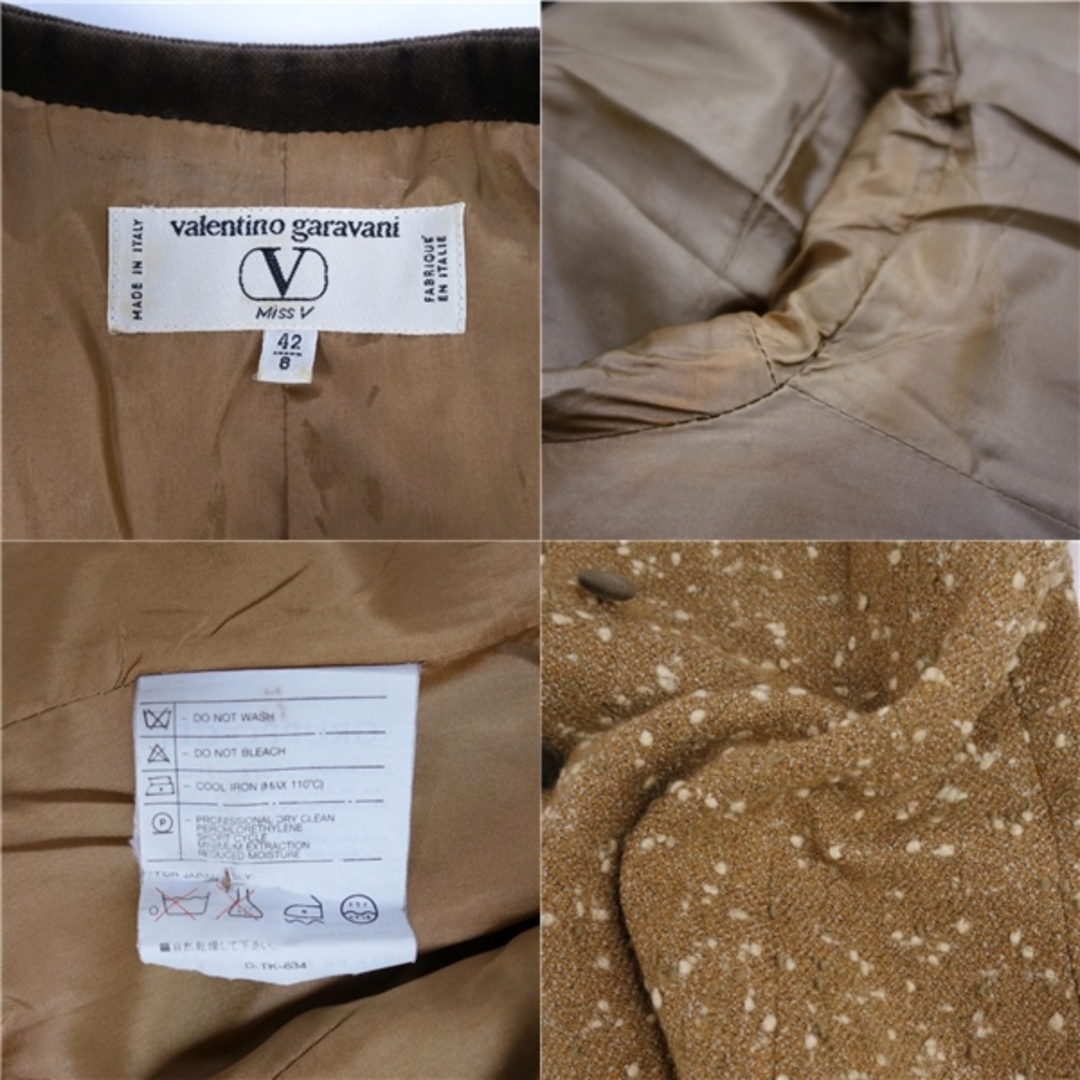 valentino garavani(ヴァレンティノガラヴァーニ)のVintage ヴァレンティノ ガラヴァーニ Valentino Garavani セットアップ スカートスーツ ウール ツイード ジャケット スカート レディース 42(L相当) ベージュ レディースのフォーマル/ドレス(スーツ)の商品写真
