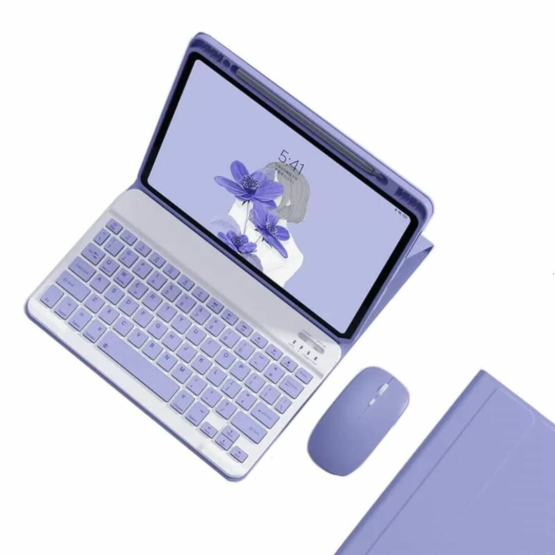 【色: 紫】iPad Air5 iPad Air4 キーボードケース マウス付き
