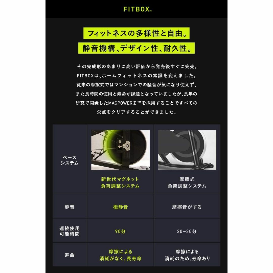 ○FITBOX・LITE○ 第3世代フィットネスバイク 極静音・スピンバイクの
