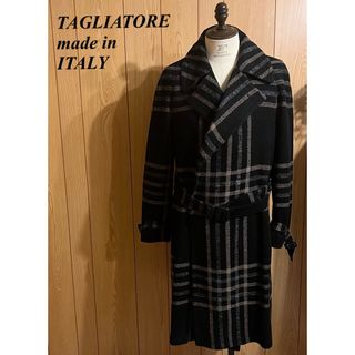 【極美品】TAGLIATORE BALDWINブラックチェックタイロッケンコート