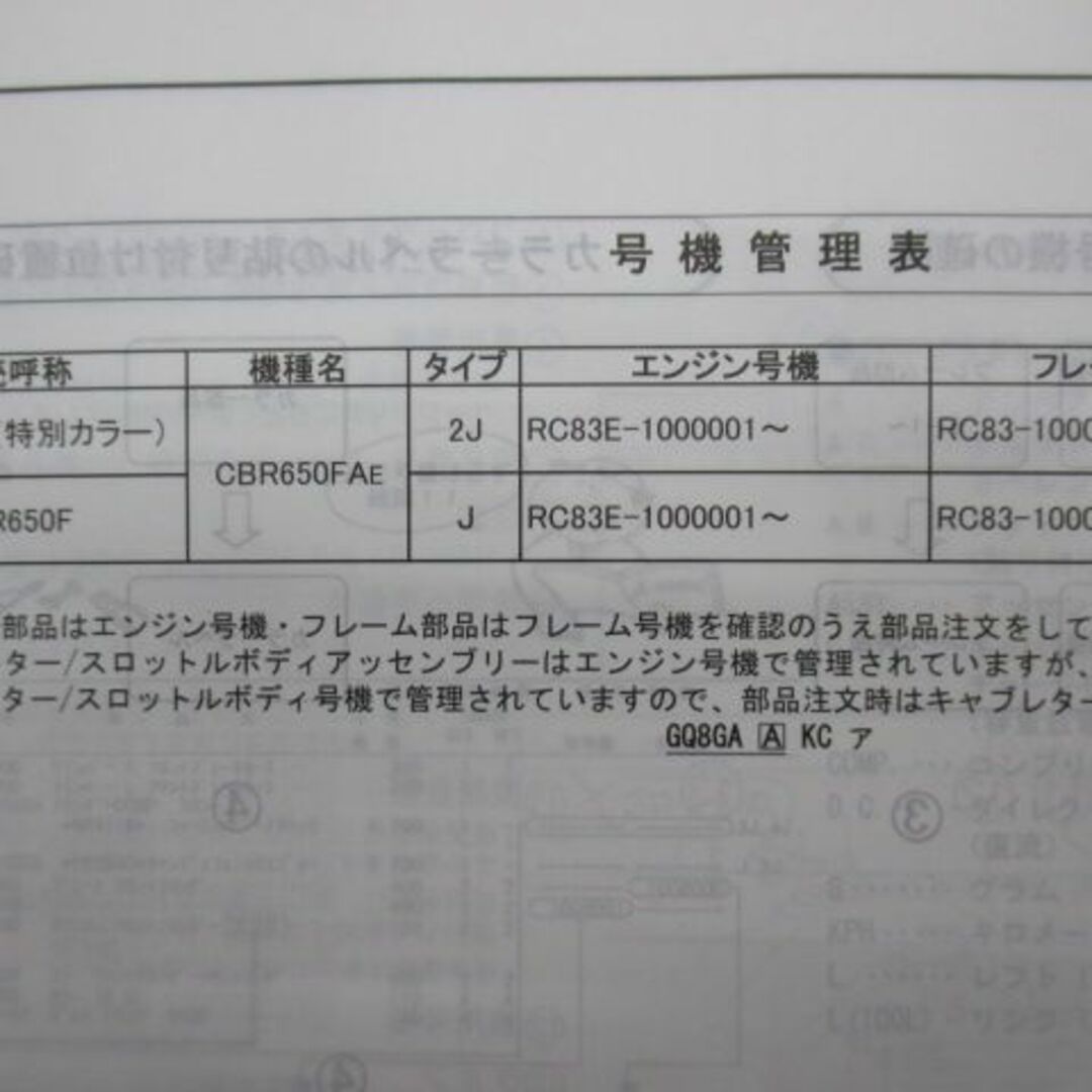 CBR650F パーツリスト 2版 ホンダ 正規 バイク 整備書 特別カラー RC83-100 MJE RC83-1000001〜 bn 車検 パーツカタログ 整備書:11810503