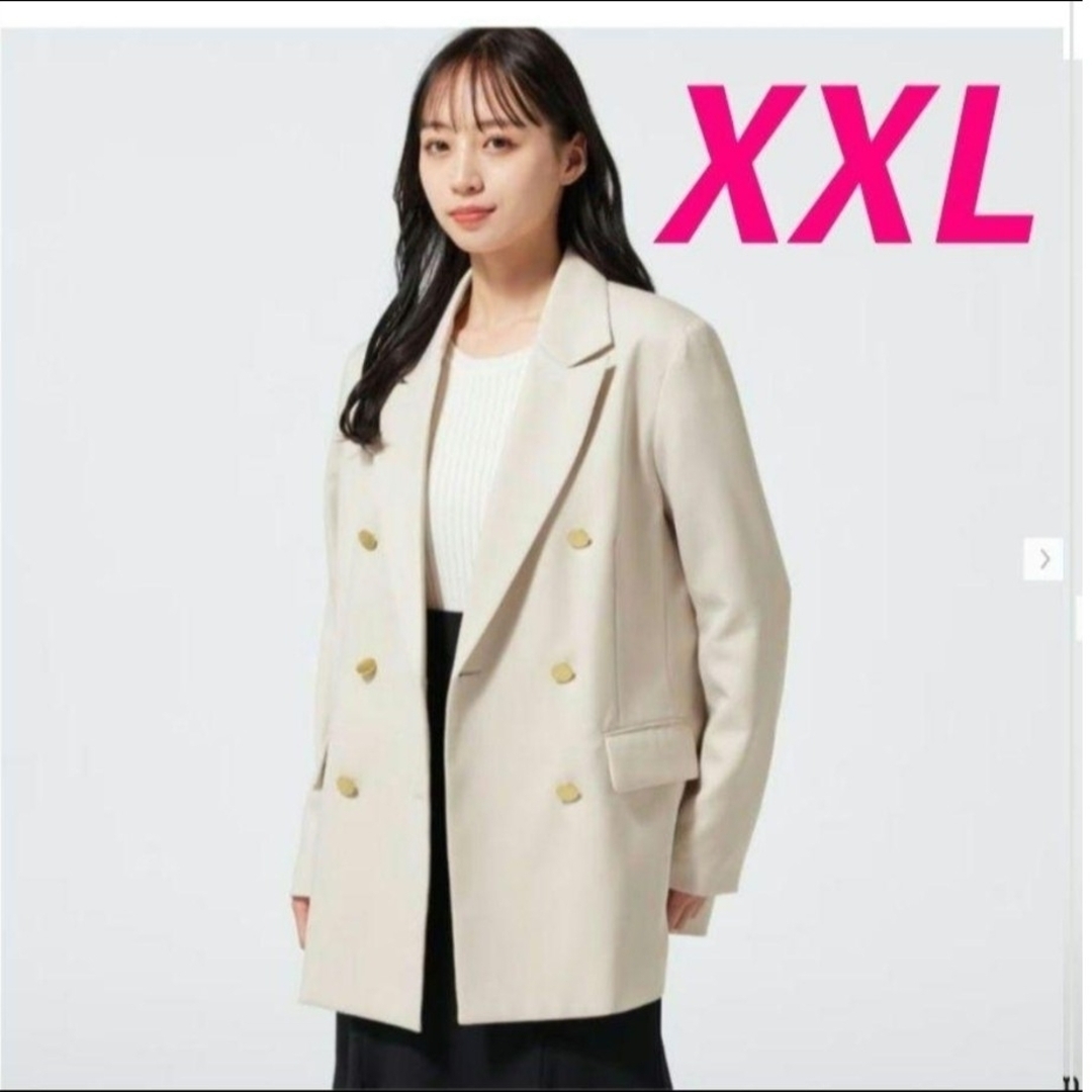 【人気】GU ジーユー ダブルブレストブレザー XXL ナチュラル