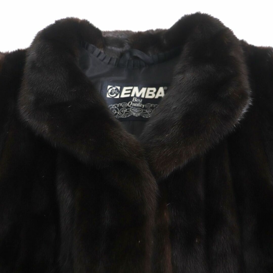 極美品▼EMBA エンバ BLACKGLAMA ブラックグラマ MINK ミンク 本毛皮超ロングコート ダークブラウン 毛質艶やか・柔らか◎