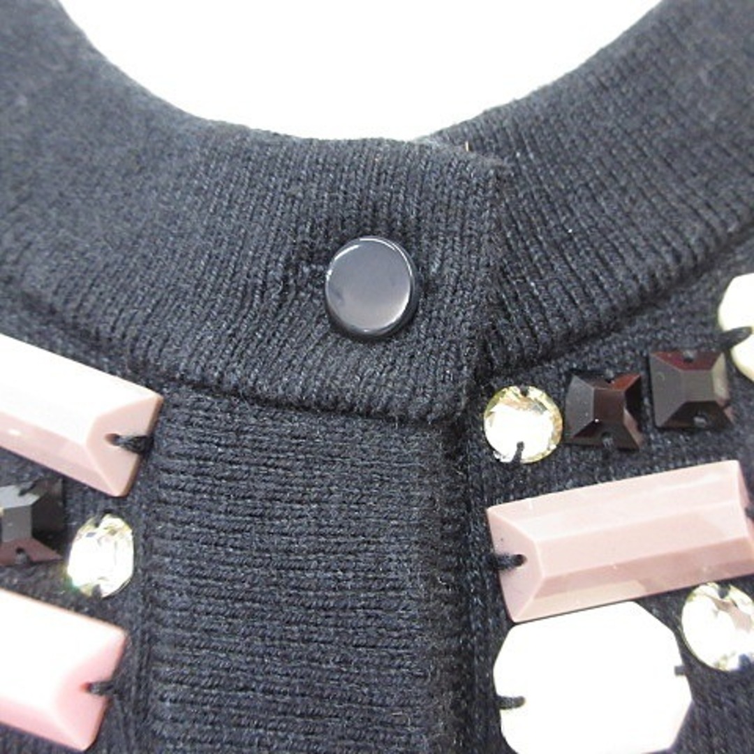 ケイトスペード カーディガン 七分袖 丸首 装飾 ビーズ ブラック 黒 S