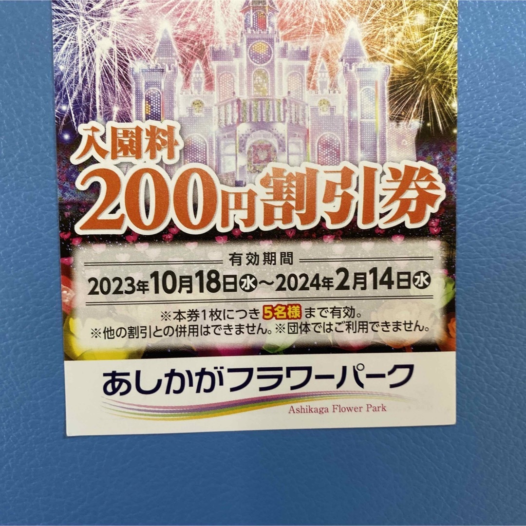 あしかがフラワーパーク5名様割引券 チケットの施設利用券(遊園地/テーマパーク)の商品写真