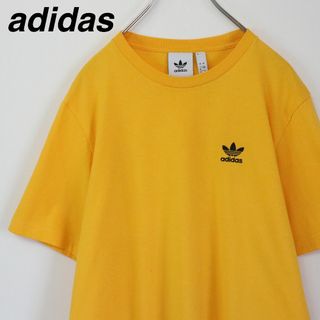 アディダス(adidas)の【大人気】アディダス／Tシャツ　刺繍ロゴ　トレフォイルロゴ　イエロー　Mサイズ(Tシャツ/カットソー(半袖/袖なし))