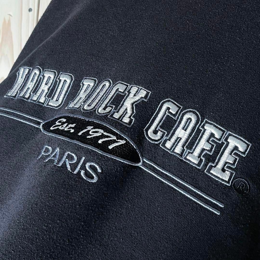 【レアデザイン L】ハードロックカフェ パリ 刺繍ロゴ スウェット 黒 銀 4