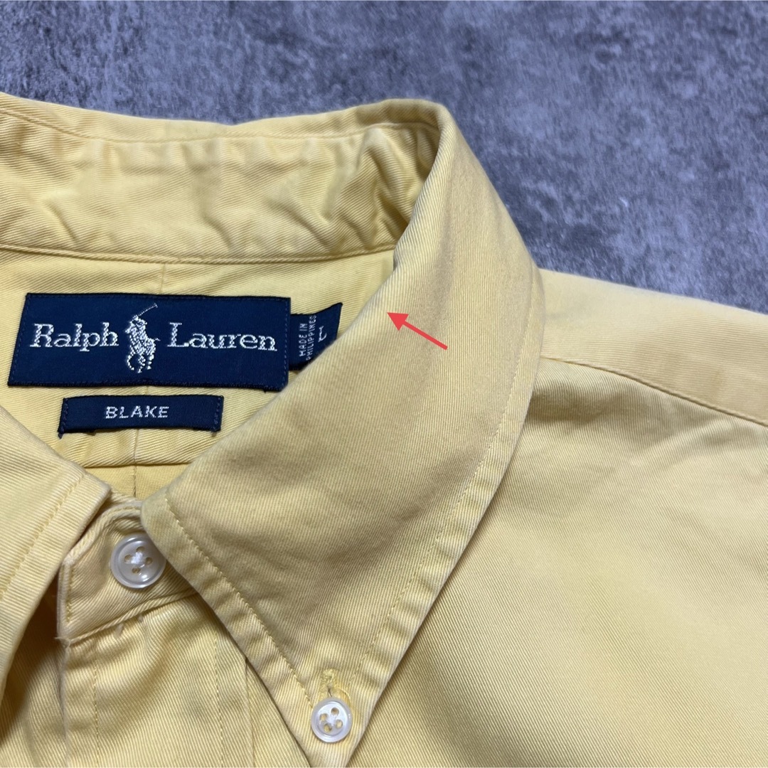 Ralph Lauren(ラルフローレン)のラルフローレン☆ワンポイント刺繍ロゴチノボタンダウンシャツ 90s イエロー メンズのトップス(シャツ)の商品写真