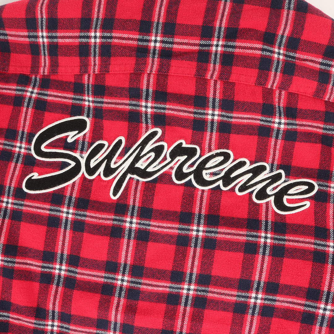 supreme シュプリーム シャツ L 長袖 ストライプ ワッペンロゴ