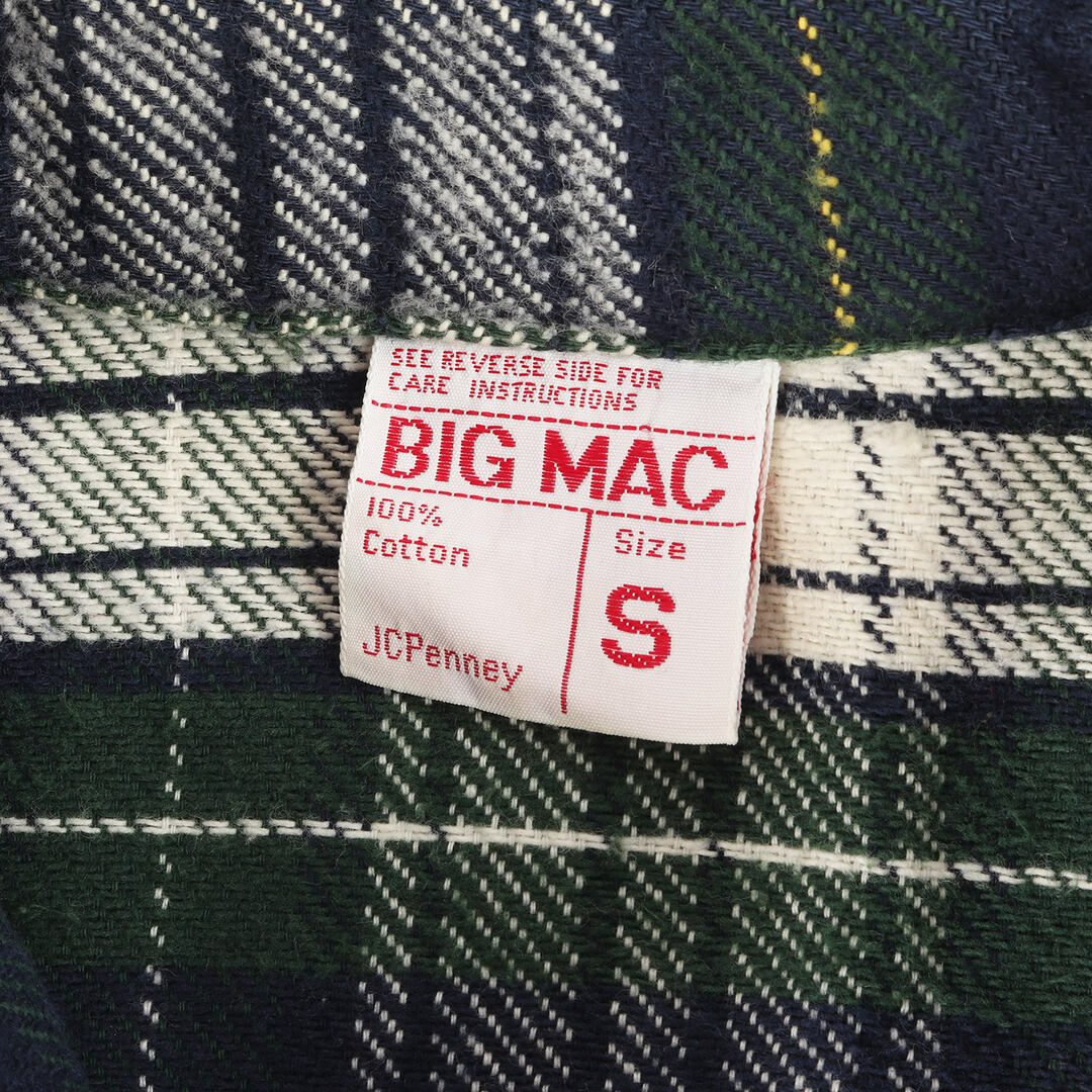 Big mac ビッグ マック シャツ サイズ:S 70s ヘビーウェイト チェック ネル 長袖 シャツ グリーン ネイビー 70年代  ヴィンテージ トップス カジュアルシャツ 【メンズ】