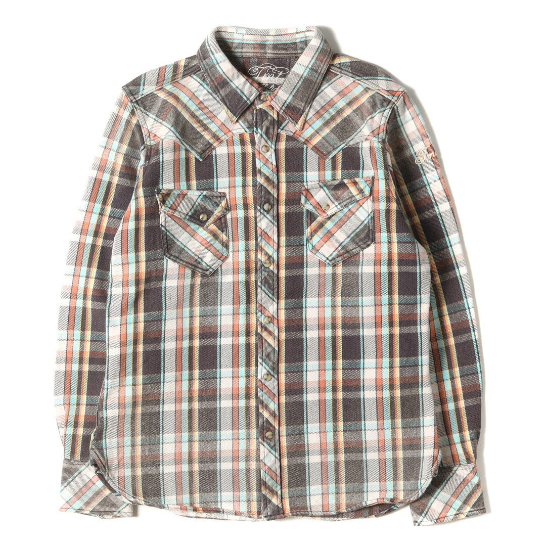 メンズTMT ティーエムティー シャツ サイズ:L ヴィンテージ加工 チェック フランネル シャツ L/SL PREMIUM CHECK SHIRT ブラウン ターコイズ トップス カジュアルシャツ 【メンズ】