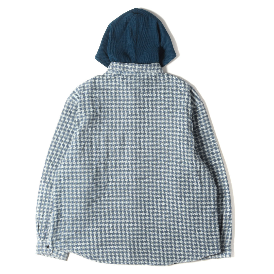 Supreme シュプリーム シャツ 千鳥柄 裏地サーマル フード付き ヘビー フランネルシャツ Houndstooth Flannel Hooded Shirt 22AW ライトネイビー XL トップス カジュアル 長袖 【メンズ】【美品】