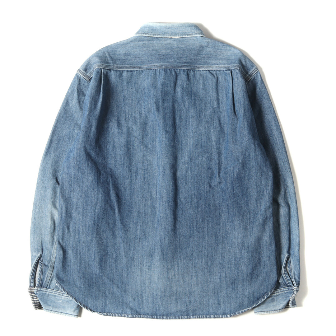 STUSSY ステューシー シャツ サイズ:XL ヒッコリー切替し デニム ワーク シャツ インディゴ ブルー トップス カジュアルシャツ 長袖 【メンズ】【中古】