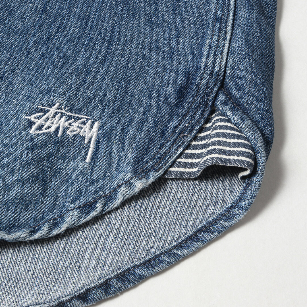 STUSSY ステューシー シャツ サイズ:XL ヒッコリー切替し デニム ワーク シャツ インディゴ ブルー トップス カジュアルシャツ 長袖 【メンズ】【中古】