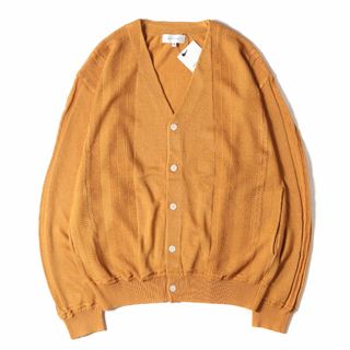 ABAHOUSE アバハウス カーディガン サイズ:48 23AW ハイツイスト ニット カーディガン 00470043014 トップス セーター ジャガード ストライプ アクリル ポリ マスタード 【メンズ】 美品 アバハウス ABA HOUSE 長袖ニットカーディガン メンズ 48