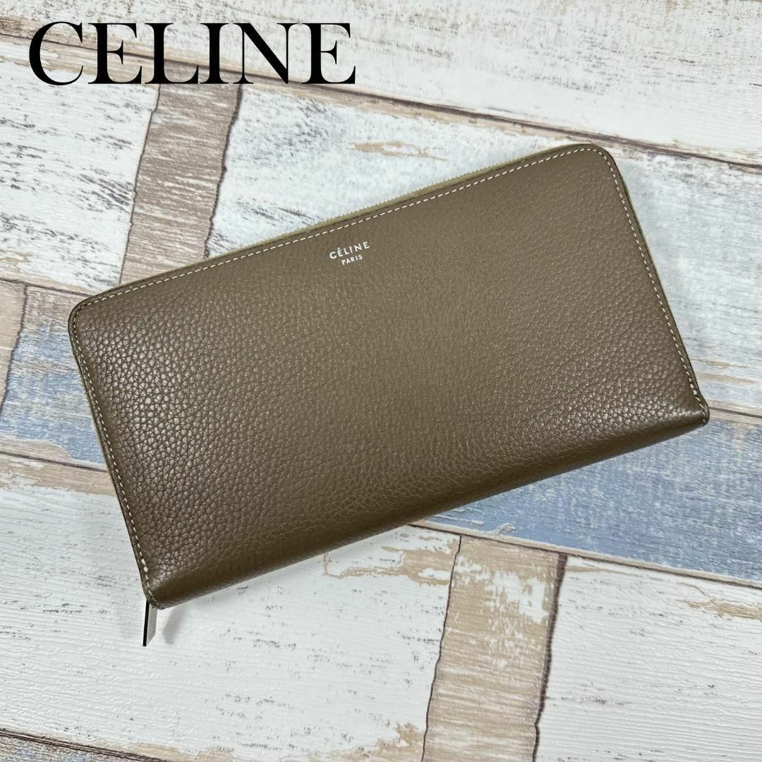 CELINE セリーヌ 長財布 ラウンドファスナー グレージュ - www