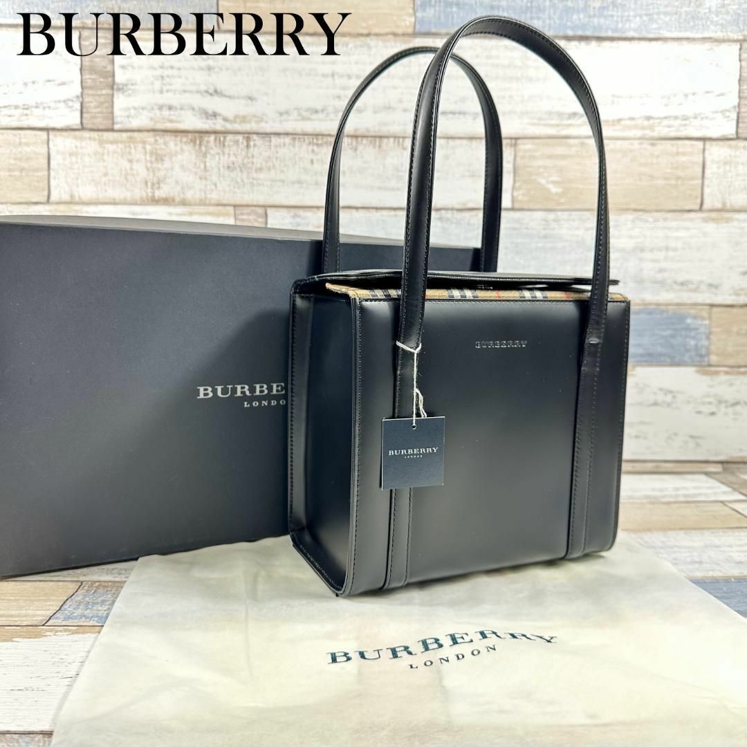 BURBERRY バーバリー ハンドバッグ スクエア ボックス型 ブラック-