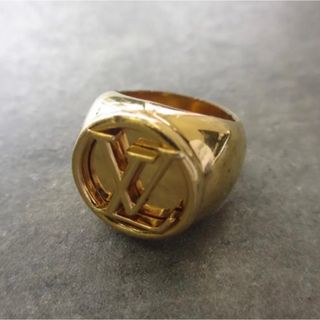 Louis Vuitton M00698 LV Onyx Signet Ring , Silver, M