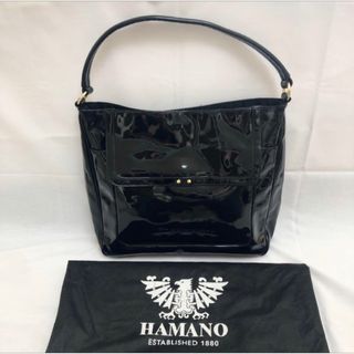 ハマノヒカクコウゲイ(濱野皮革工藝/HAMANO)のHAMANO 濱野 ハマノ セミショルダーバッグ　エナメル　ブラック(トートバッグ)