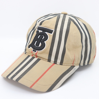 バーバリー(BURBERRY)のIT2S0OS1UTQW バーバリー TBロゴ ストライプ ベースボール キャップ 8011952 帽子 ベージュ メンズ レディース サイズS(キャップ)
