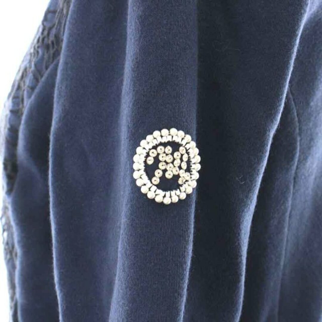エムズグレイシー パーカー ジャケット 長袖 ジップアップ 花柄 38 M 紺