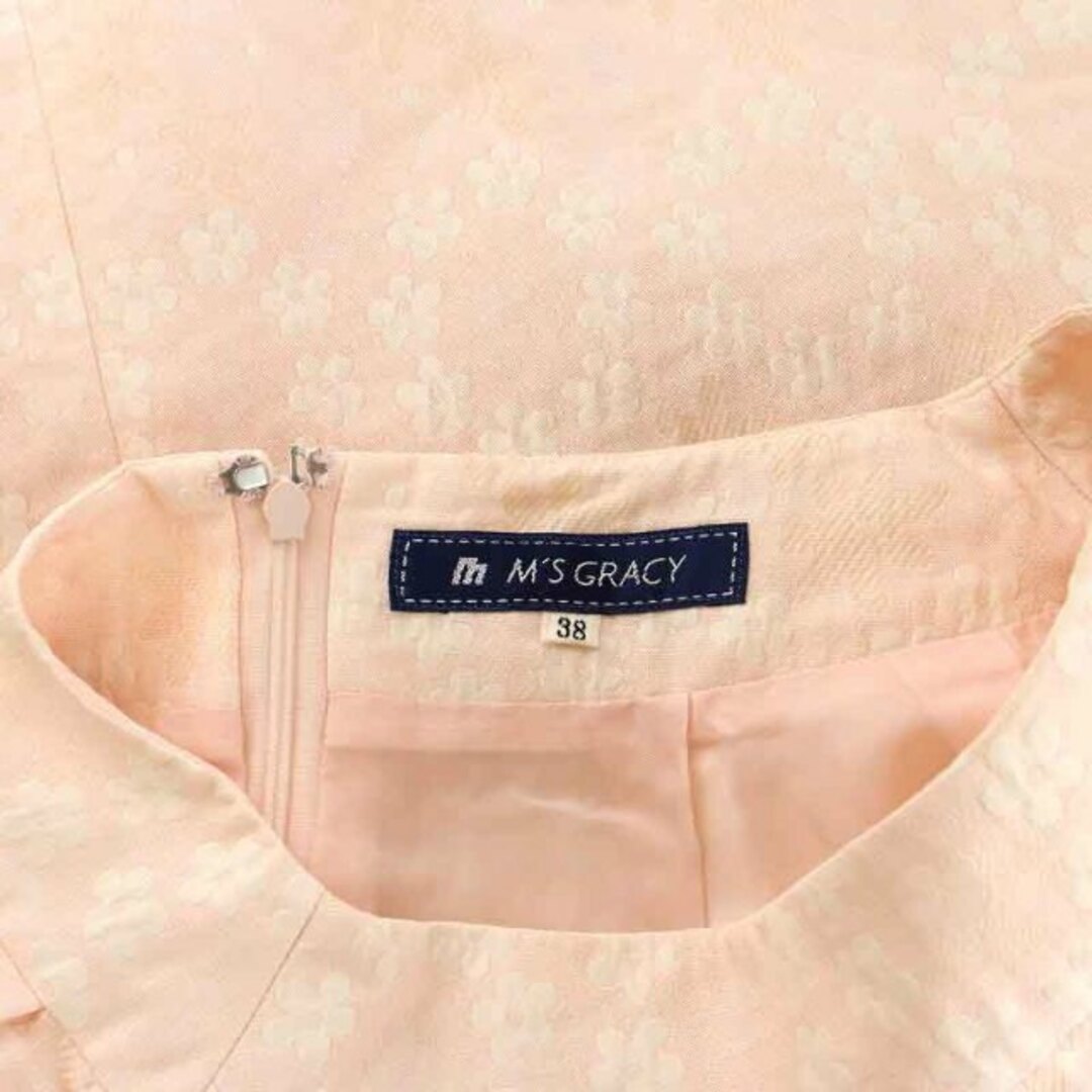 エムズグレイシー フレアスカート ひざ丈 花柄 総柄 38 M ピンク 白