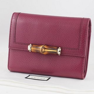 グッチ GUCCI バンブー 3つ折り財布 257017 レザー