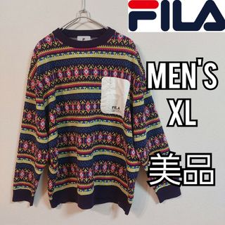 フィラ(FILA)の【FILA】美品フィラ デジタルデザインニット メンズＸＬ アウトドア(ニット/セーター)