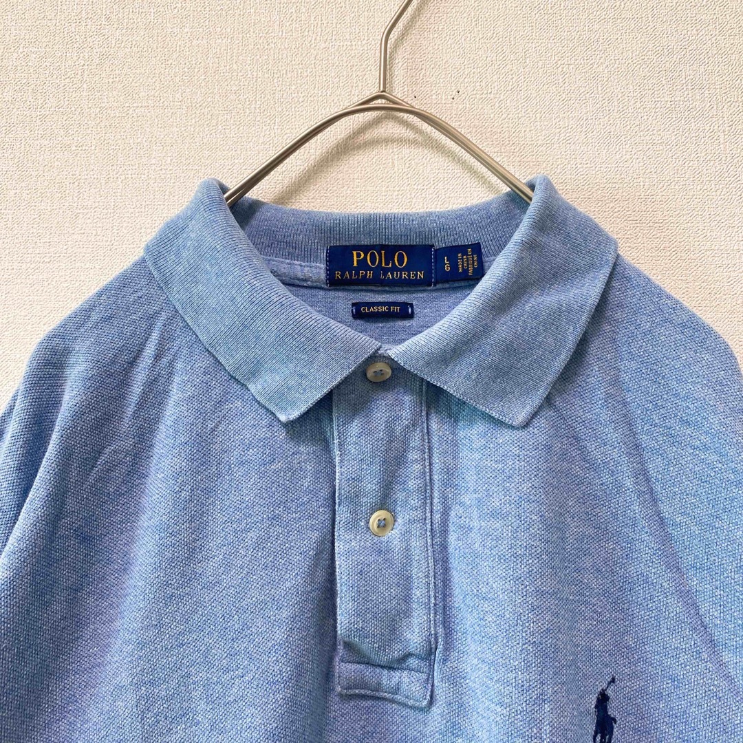 POLO RALPH LAUREN(ポロラルフローレン)のポロラルフローレン　半袖ポロシャツ　ラガー　無地　刺繍ロゴ　男女兼用　Lサイズ メンズのトップス(ポロシャツ)の商品写真