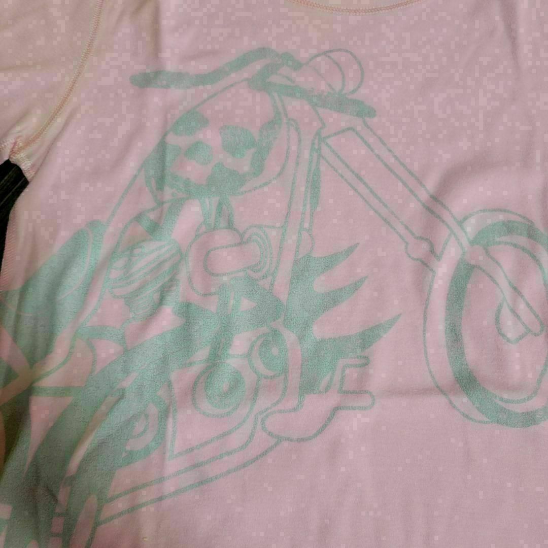 ルシアンペラフィネ　ピンク　シルバー　ロゴ　バイク　Tシャツ　トレーナー　半袖