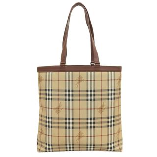 バーバリー(BURBERRY)の【本物保証】 超美品 バーバリー BURBERRY トートバッグ ベージュ系 バーバリーチェック ロゴ 大きい(トートバッグ)