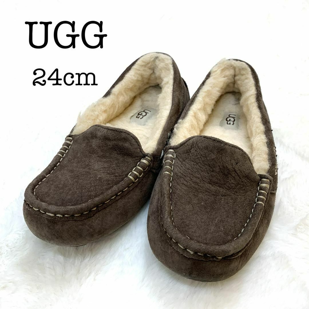 UGG アグ モカシン 3312 ムートン ブラウン レディース 24cm J6