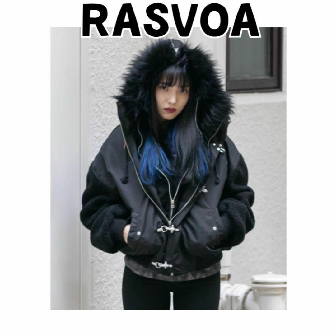RASVOA(ラスボア)の人気の❤️RASVOA コンビバックルブルゾン　ブラック　フリーサイズ レディースのジャケット/アウター(ナイロンジャケット)の商品写真