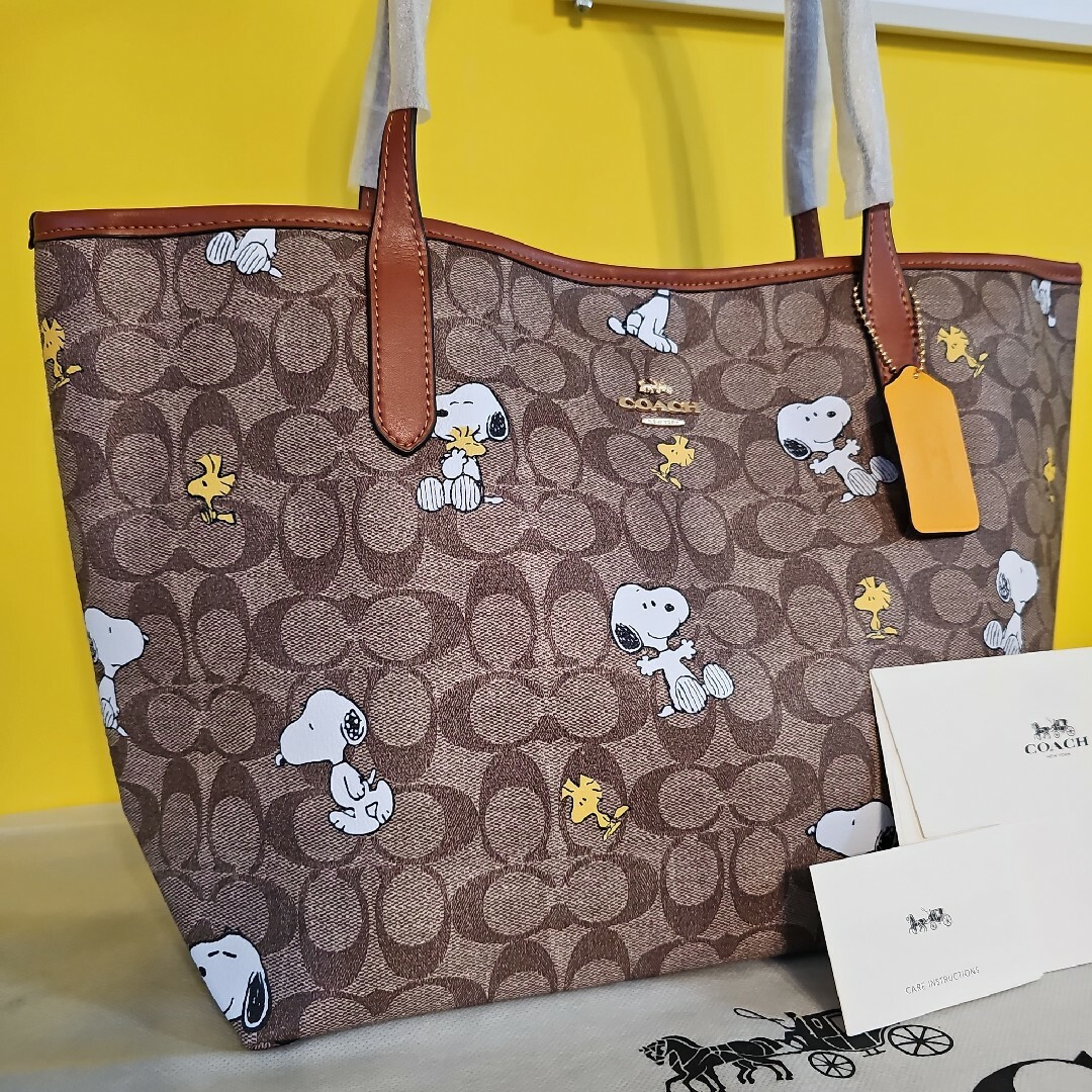 コーチ スヌーピー トートバッグ COACH 新作 ウッドストック 大人気 新品