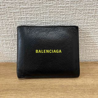 希少 BALENCIAGA 二つ折り財布 エブリデイ レザー 黒×イエロー